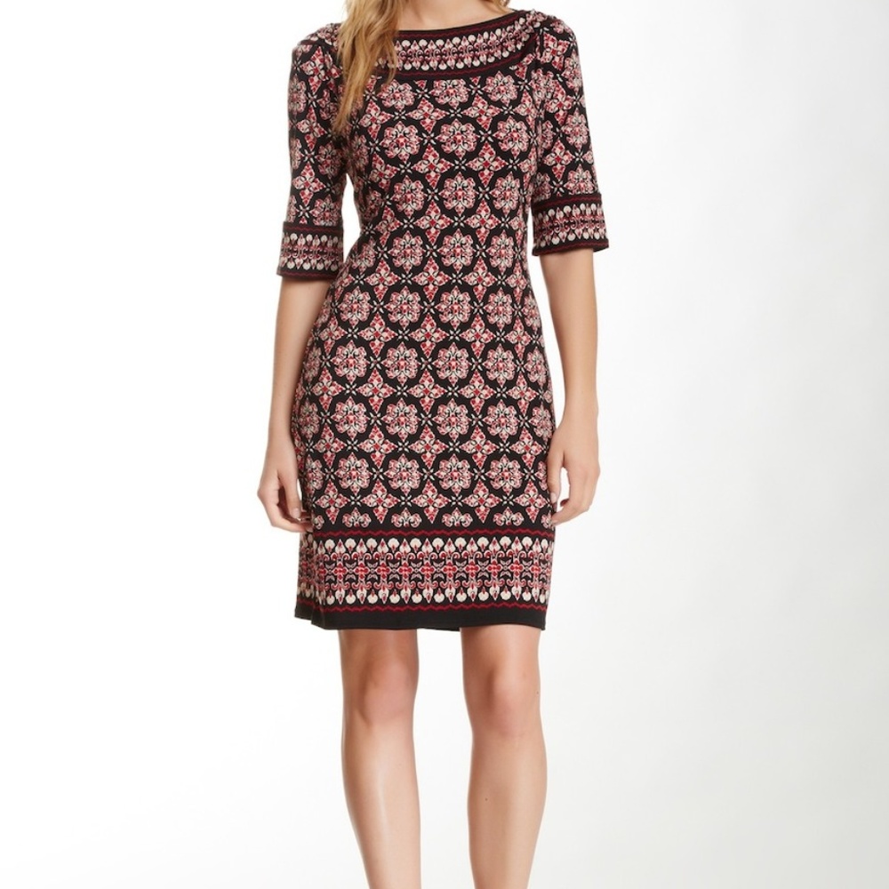 Max Studio Mixed Print Purple Sheath Dress